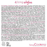 Scrapcooking - Marqueurs 4 pièces : or, chocolat, blanc et rouge - feutres comestibles décoratifs pour écrire et dessiner sur desserts, gâteaux et biscuits