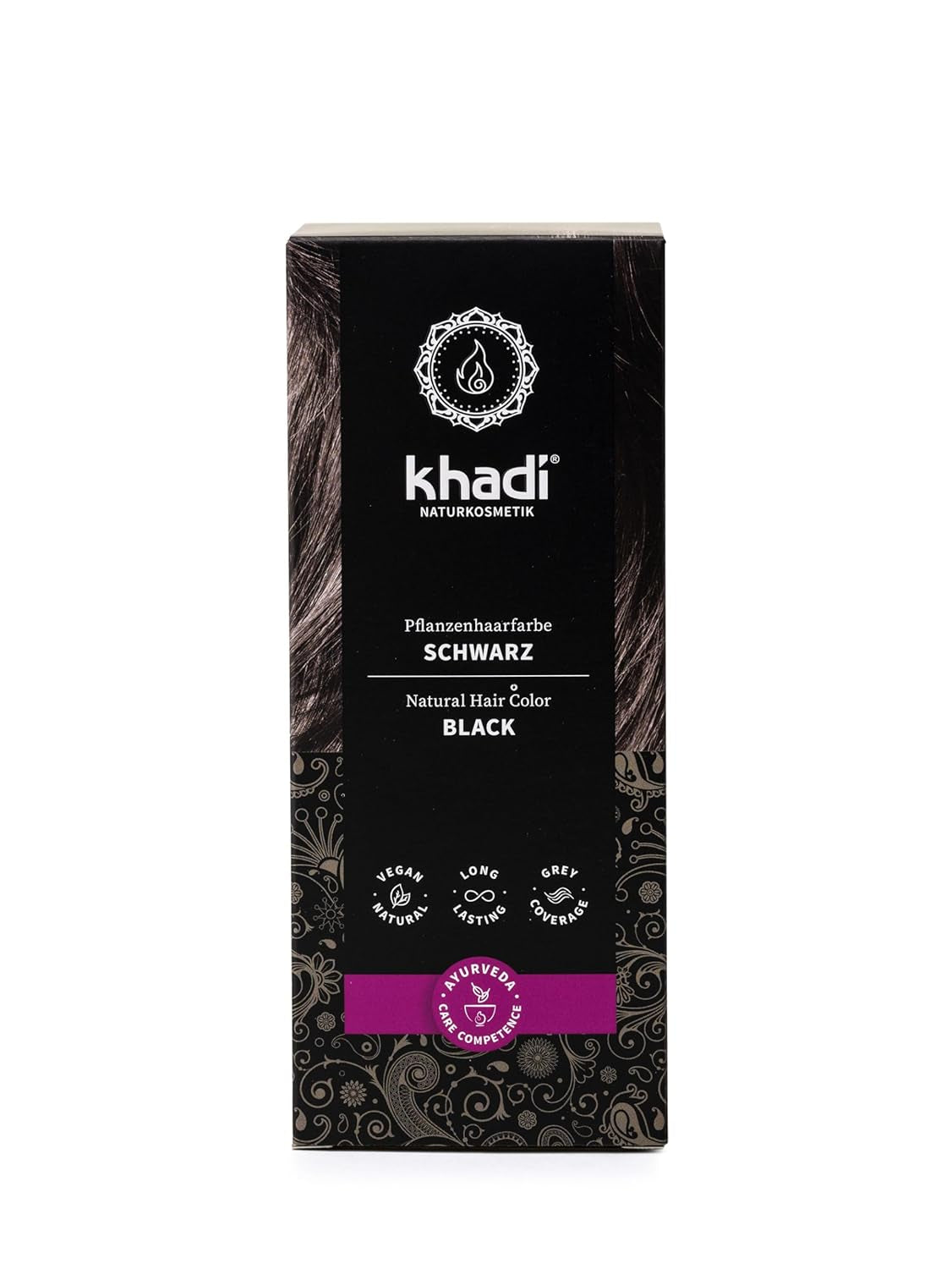 Teinture capillaire à base de plantes khadi NOIR - Teignez vos cheveux d'un noir profond mystérieux sans teinte bleue - 100% à base de plantes, naturelle et végétalienne - 100g Teinture capillaire Naty Shop Titre par défaut