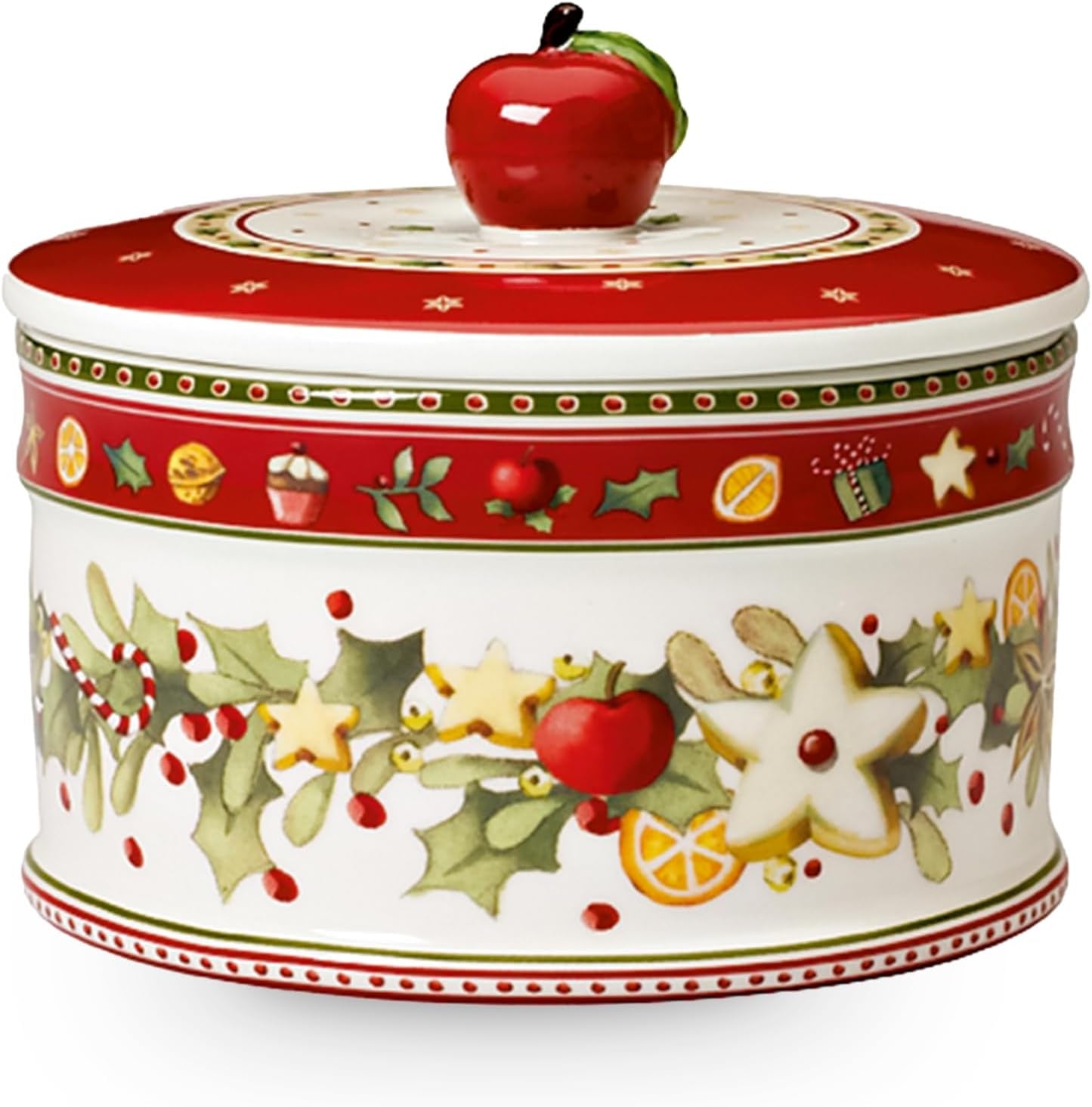 Villeroy & Boch - Petite boîte de rangement Winter Bakery Delight, boîte à biscuits de Noël en céramique, boîte de Noël, boîte à biscuits, boîte à biscuits, boîte en céramique avec couvercle, boîte à bonbons, boîtes de conservation en porcelaine premium Naty Shop M