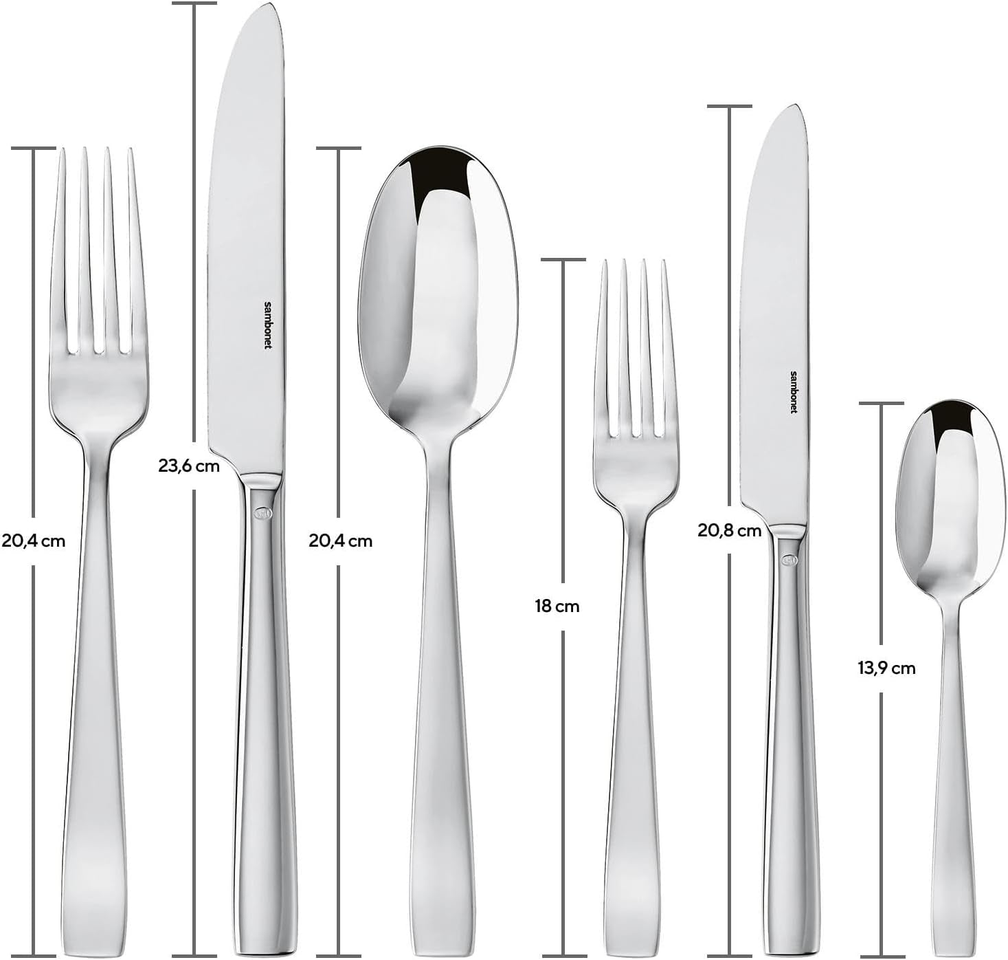Sambonet 62512-83 Ménagère plate monobloc, 36 pièces, acier inoxydable 18/10, passe au lave-vaisselle Cuisine Naty Shop