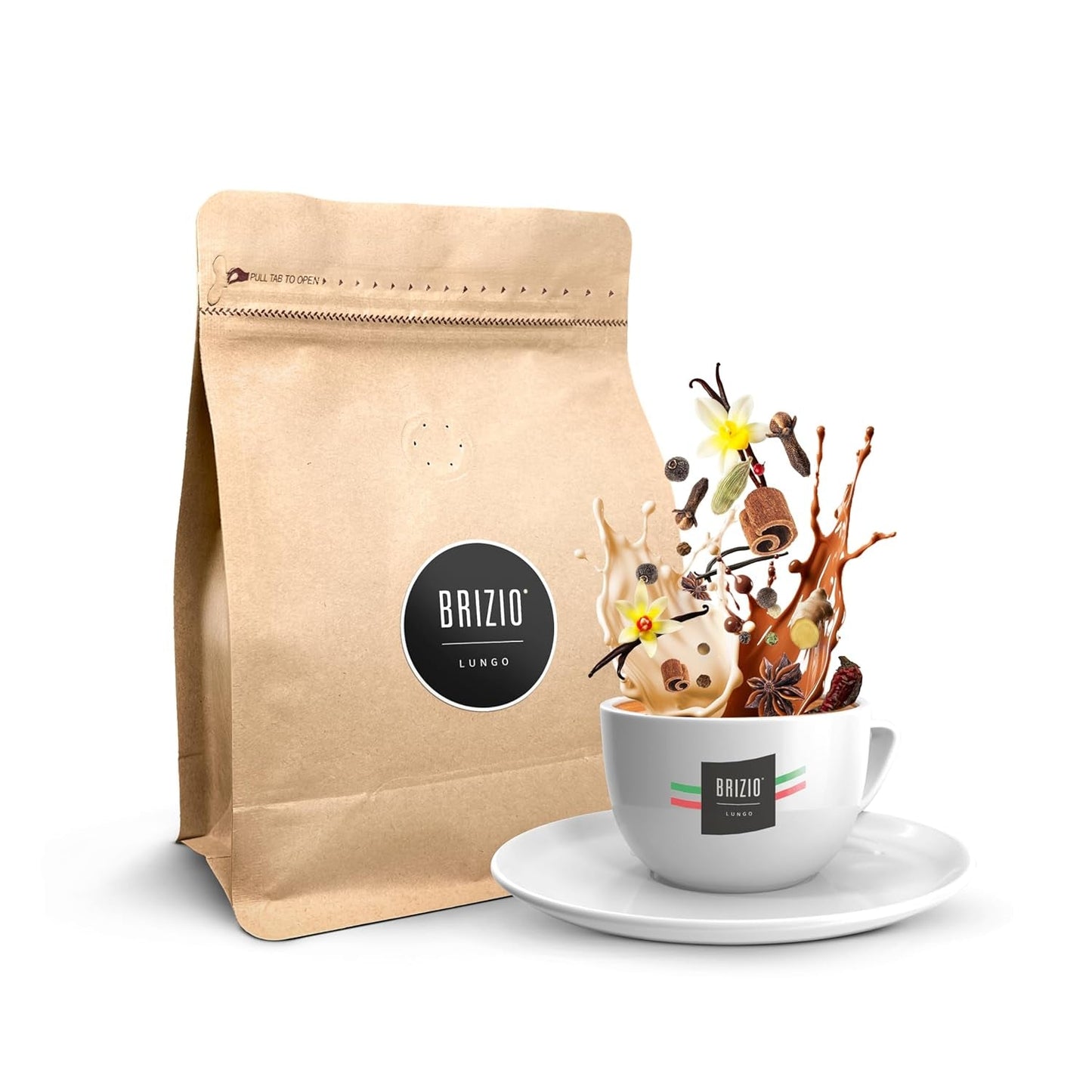 Lungo – Sachet échantillon 250g – Café expresso italien en grains – 100% Arabica – Torréfaction moyenne – Plein et onctueux – Chocolat, Vanille et Caramel