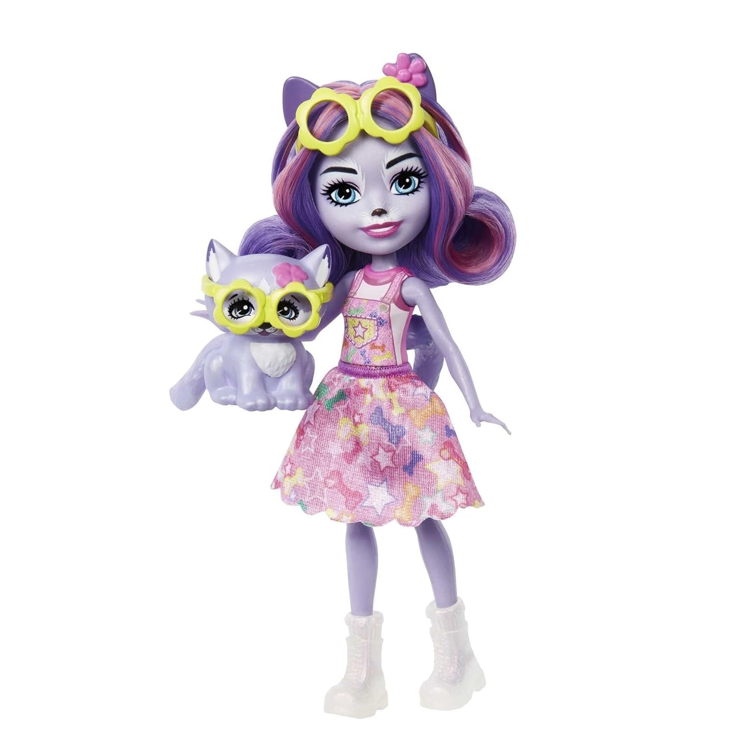Enchantimals HHB90 - Poupée Hadley Husky (environ 15 cm) et figurine d'animal chien de traîneau, petite poupée avec jupe amovible et accessoires, excellent cadeau pour les enfants à partir de 4 ans