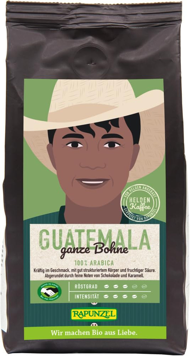 Café biologique Rapunzel Hero Guatemala, grains entiers HIH (6 x 250g)