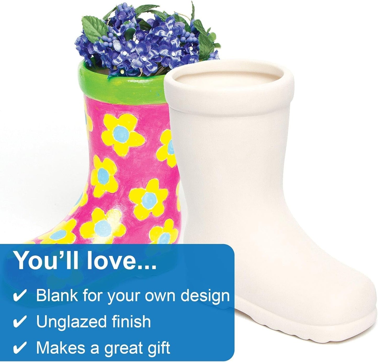 Baker Ross Pots en céramique 'Wellies' pour enfants (2 pièces)