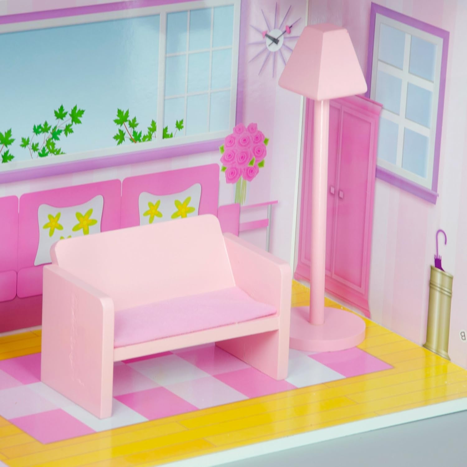 Maison de poupée géante Olivia's Small World, grande maison de poupée en bois avec meubles et accessoires, maison de poupée à 3 étages pour enfants, maison de poupée pour poupées de 12", 3 ans + Naty Shop Dollhouses