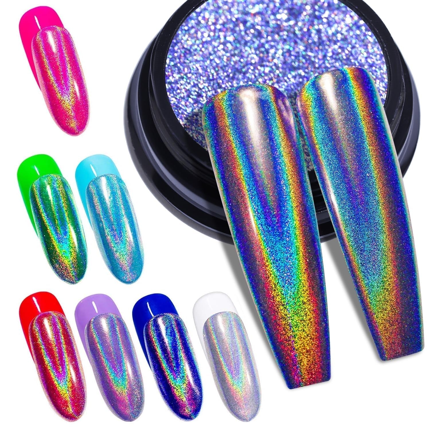 BISHENGYF Silver Chrome Nail Powder - Metal Holo Chromfarbener Nagelpuder, 1G Cromepulver Nägel Glitzer Glänzende Silver Nagelpulver Spiegeleffekt Pigment Nagelkunst, DIY-Design-Dekor Frauen Geschenk