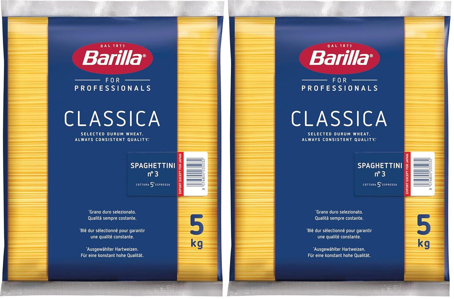Barilla Pasta Klassische Spaghetti n.5 aus Hartweizen de haute qualité immergé al dente, (1 x 500 g), sans goût