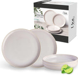 comme. de Villeroy & Boch – Service de table en coton artisanal 4 teilig Weiß, Spülmaschinenfest, Mikrowellensicher, Geschirrset, Tafelservice Modern, Speiseteller, Tiefe Teller, Pottery-Look, Premium Porzellan
