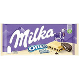 Milka Oreo Sandwich – Chocolat au lait alpin, fourré de morceaux croquants de biscuits Oreo et de crème onctueuse à la vanille – 92g