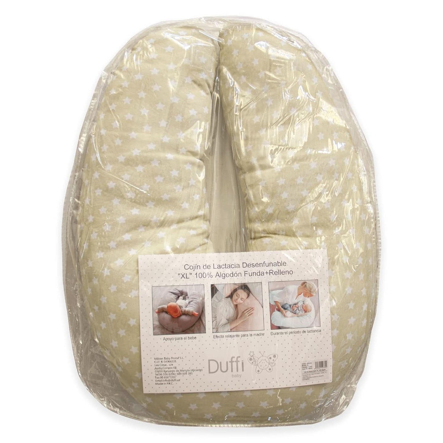 Coussin d'allaitement pour nouveau-né, XL, housse 100% coton, amovible et lavable, garnissage polyester, motif étoile Accessoires Alimentation et Allaitement Bebe Naty Shop