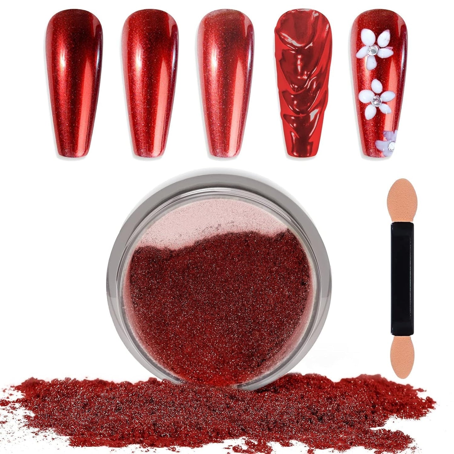 Chrome Nagel Pulver Spiegel Effekt Metallic Staub Holographische Glitter Glasierte Maniküre Dekoration Reflektierendes Pigment For DIY Gel Polish Nail Art, Harz Handwork, Geschenke for Gold