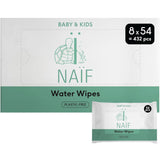Naïf - Lingettes humides sans plastique - 1296 pièces (24 pièces x 54 lingettes humides) - Soins fesses, corps et visage de bébé - 99% d'eau - 0% parfum & alcool