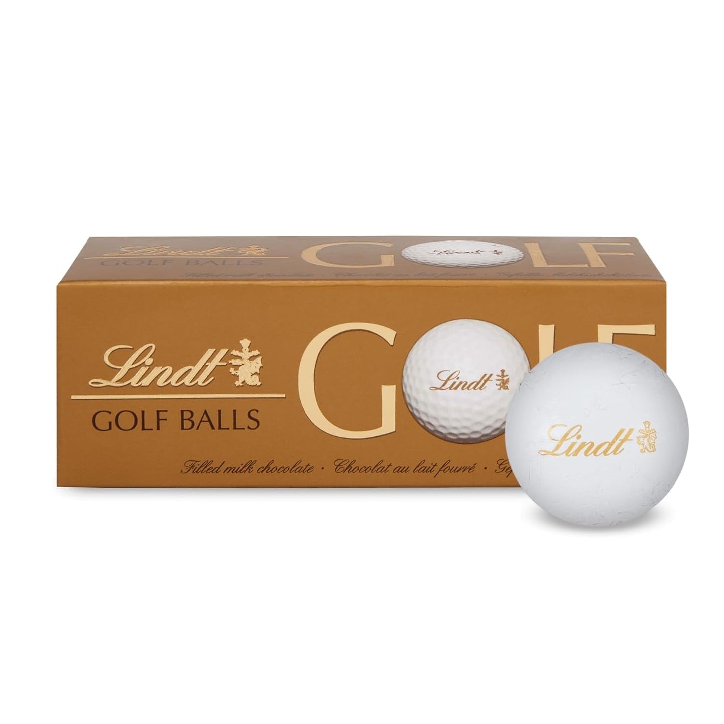 Chocolat Lindt - Balles de golf | 110G| Trois balles de golf au chocolat Lindt avec remplissage de crème de nougat et gaufres | Pralinengeschenk | Cadeau pour golfeur | Schokoladengeschenk Naty Boutique