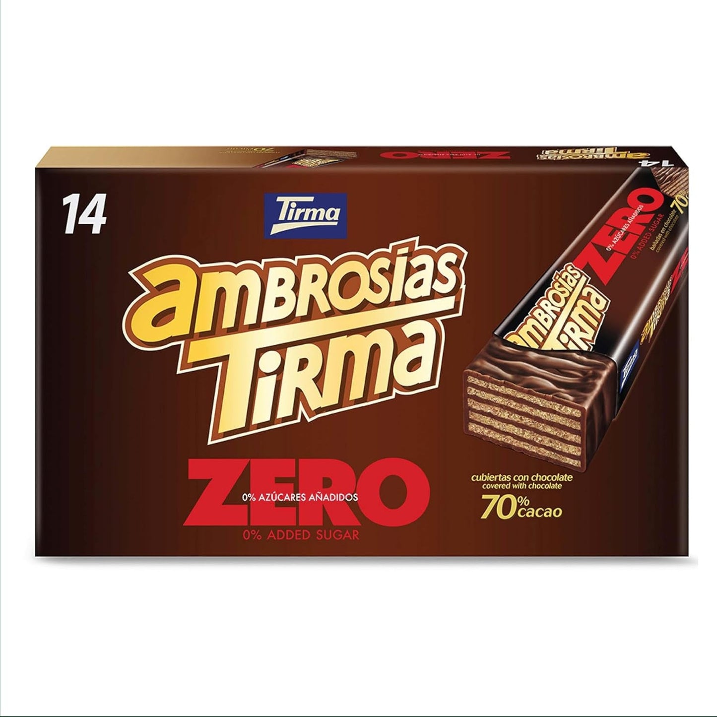 Gaufres au chocolat noir Tirma 70% cacao | Sans sucre ajouté | Convient aux régimes céto | Faible teneur en glucides | Pour les diabétiques Gaufrettes au chocolat Multi Pack | 3 pièces | 64,5g
