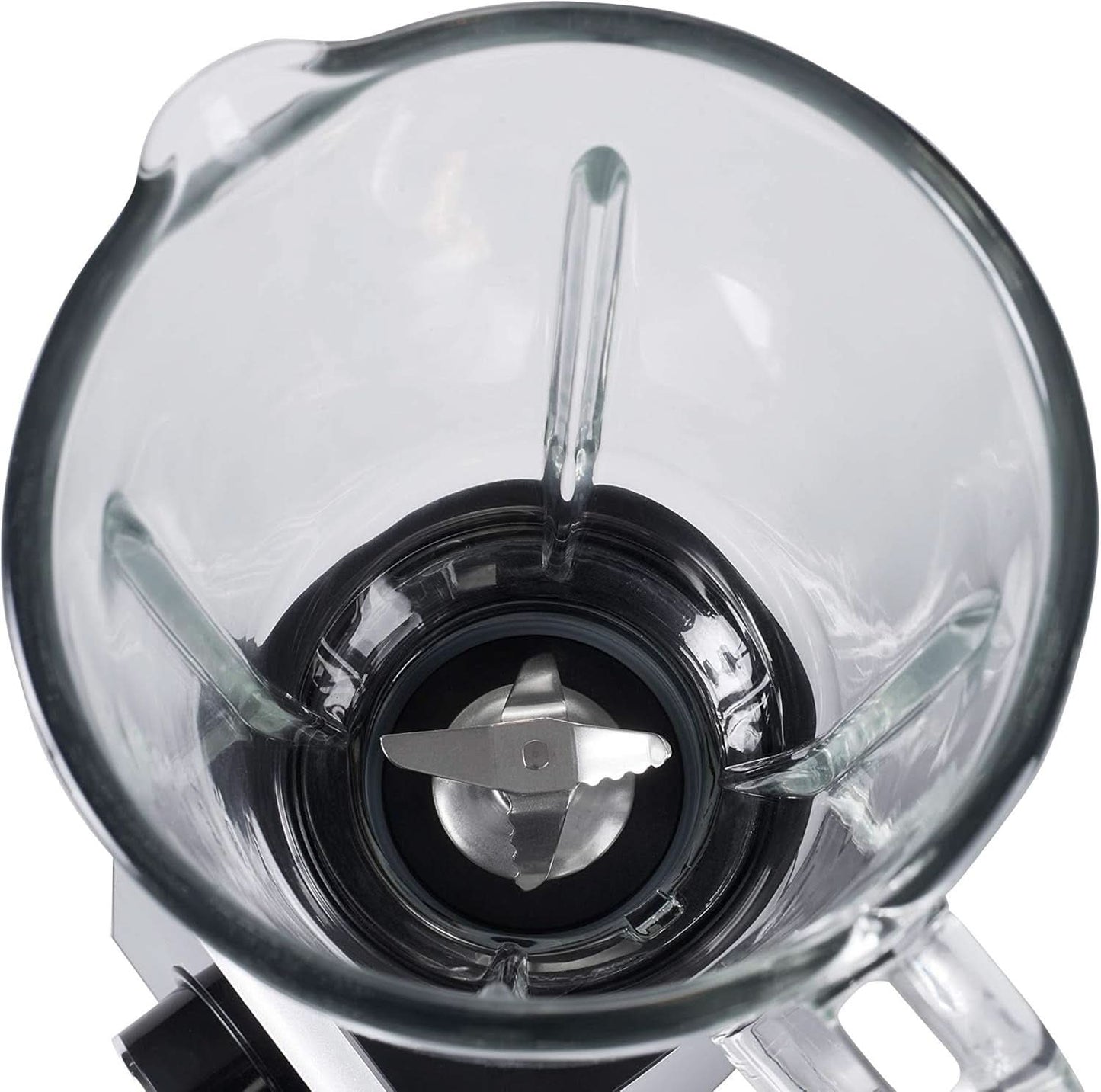 CR 4077 Batteur sur socle avec récipient en verre de 1,5 L, Smoothie Maker, Mélangeur haut, Mahlung, Eis-Zerkleinerung, Pulsfunktion, Edelstahlklingen, 2 Geschwindigkeiten, 1000W, Schwarz/Silber Kitchen Naty Shop