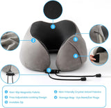 Oreiller cervical, oreiller cervical d'avion, oreiller de voyage, oreiller cervical pour adulte, oreiller cervical de voiture, oreiller de maison, oreiller ergonomique en mousse à mémoire de forme, lavable à dos étroit, réglable, gris