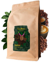 Santos | Café en grains 2500g - 100% Arabica du Brésil | pour expresso, cappuccino ou café filtré fort | Rôti omni | Café classique - l'introduction parfaite au café de spécialité