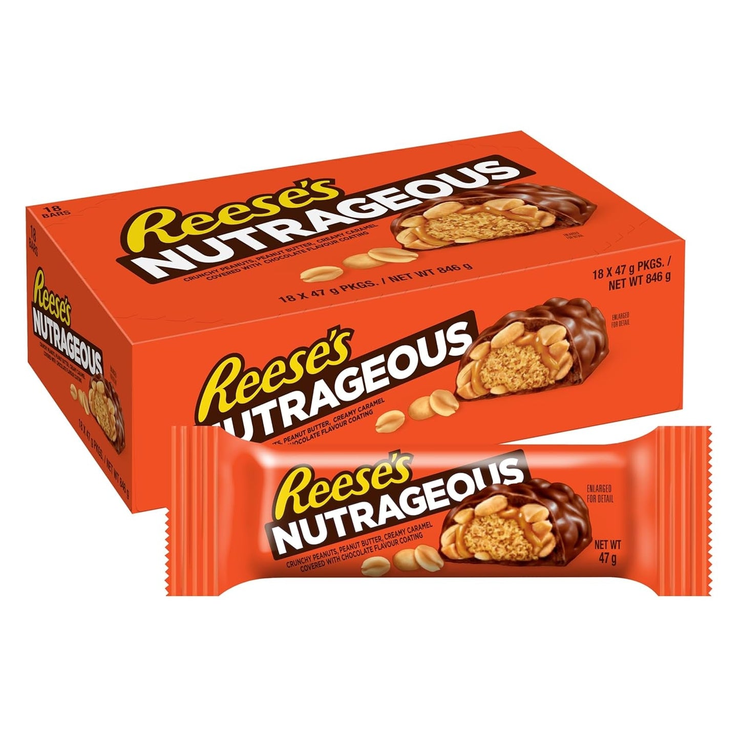 Beurre de cacahuète nutritif - Barres de chocolat au beurre de cacahuète : 18 pièces (18 x 47g)