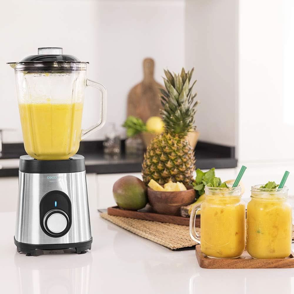 Cecotec Mélangeur Glas Power Schwarz Titan 1000 INOX. 1000 W, Edelstahlgehäuse, 6-Blatt-Blatt Mit Schwarzer Titanbeschichtung, 1,5-L-Glaskrug, 5 Geschwindigkeiten [Energieeffizienzklasse a +] Cuisine Naty Shop