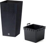 Pots/pots Prosperplast aspect rotin avec insert | 32,5 x 32,5 x 61 cm | anthracite | résistant aux intempéries et aux UV | en plastique robuste | pour intérieur et extérieur
