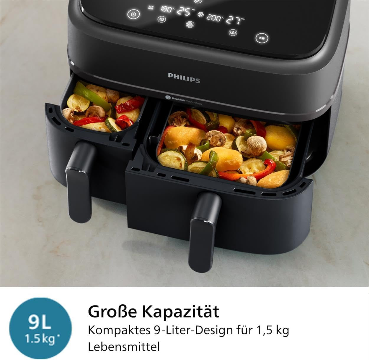 Philips Airfryer Dual Basket 3000 Series, 9L, 2 paniers, 2 plats prêts en même temps, technologie Rapidair plus électroménager à air chaud Naty Shop