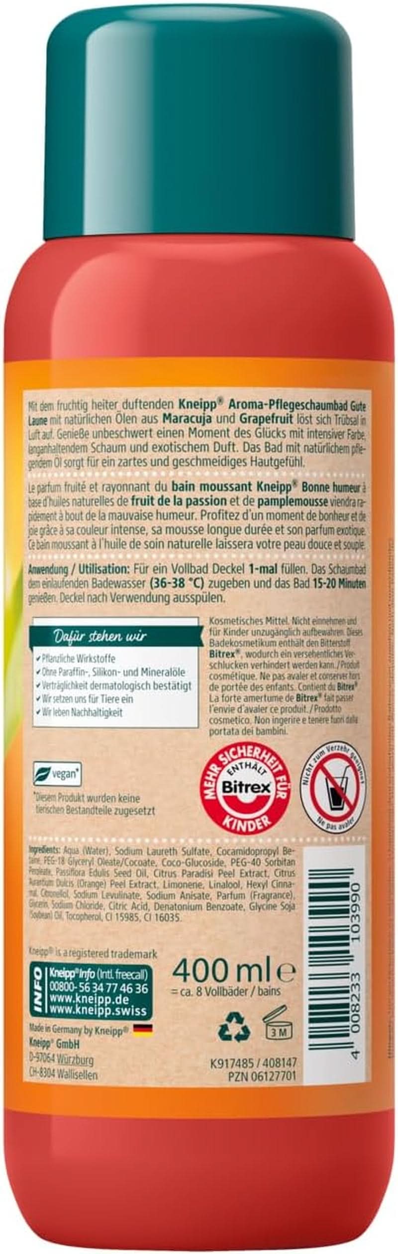Kneipp Aroma, Additif de bain moussant aromatique Good Mood, 400 ml Douche et bain Naty Shop