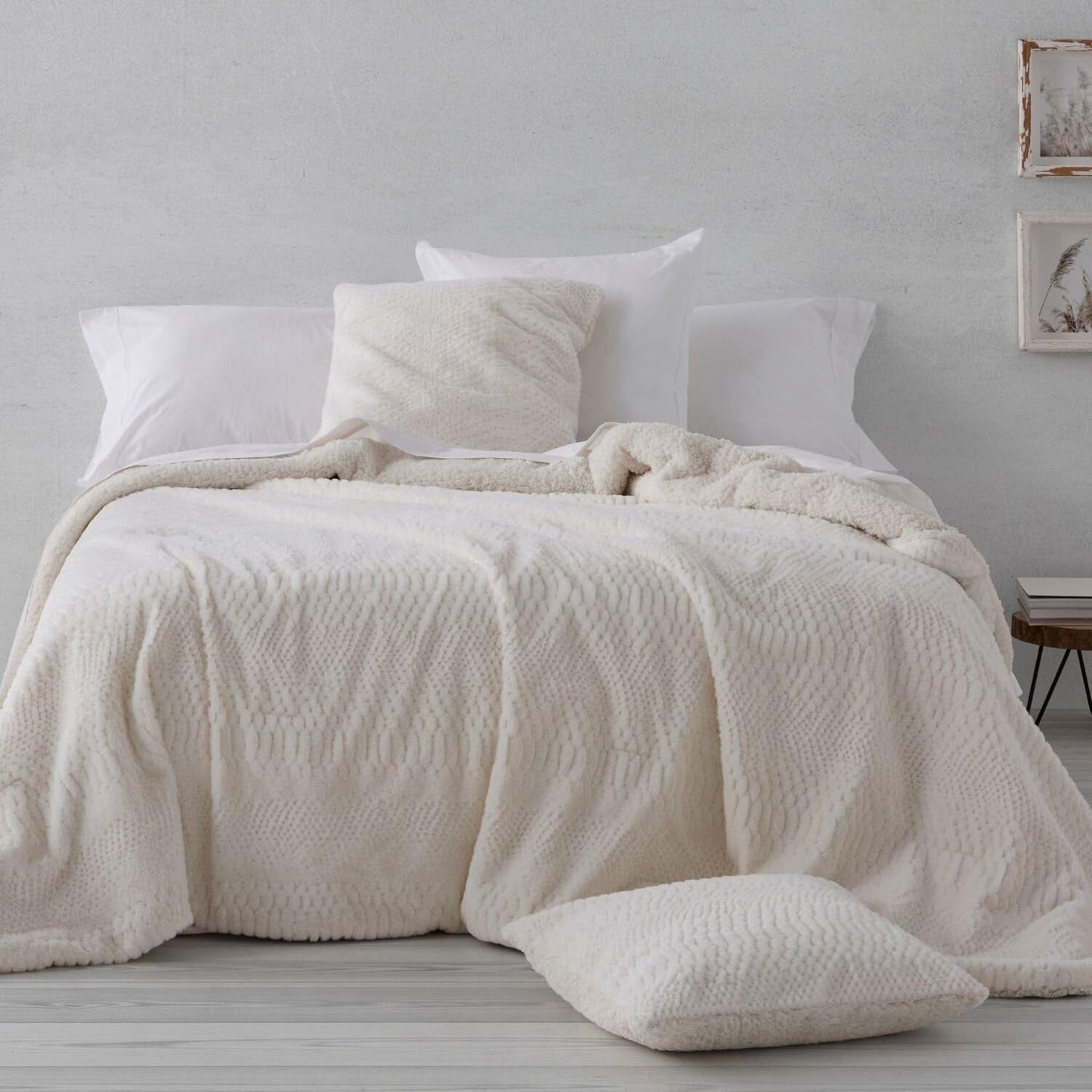 Couette hiver en cuir d'agneau synthétique, crème, Ancho 135 Cm Couettes et couettes Naty Shop Couleur crème Ancho 135 Cm