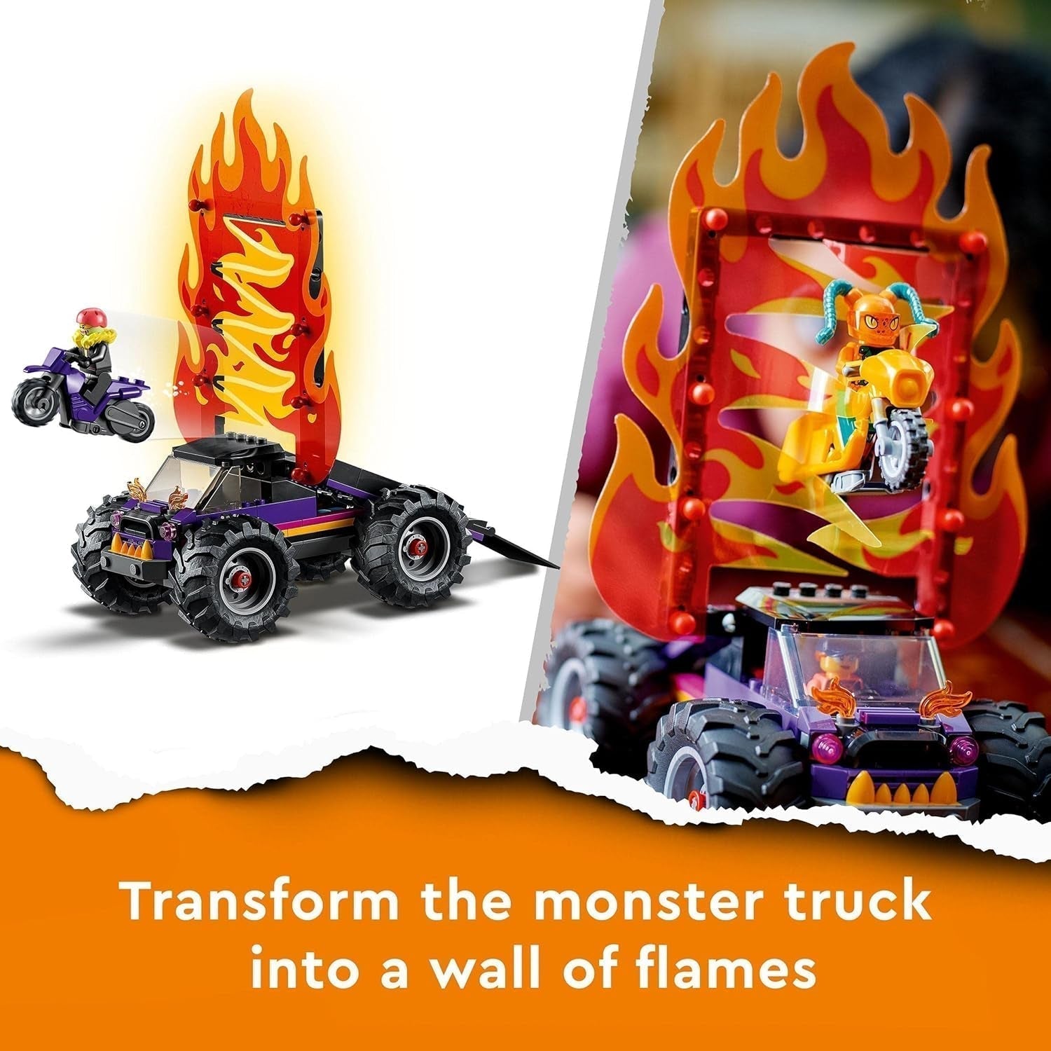 LEGO 60339 City Stuntz Ensemble de double boucle pour le spectacle de cascades, Incl. rampe, camion monstre, 2X moto et 7 figurines, jouet pour enfants à partir de 7 ans Jeux de construction Besuche den LEGO-Store