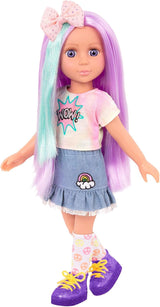 Glitter Girls - Luma - Poupée articulée 36 cm - Cheveux violets uniques et yeux violets - Extensions de cheveux, nœud, pinces et tenue colorée - 3 ans +