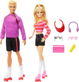 Barbie Fashionistas Coffret avec 2 poupées mannequins et 6 accessoires, poupées mannequins Barbie et Ken Roller Skating, figurines à collectionner 65e anniversaire, HXK90