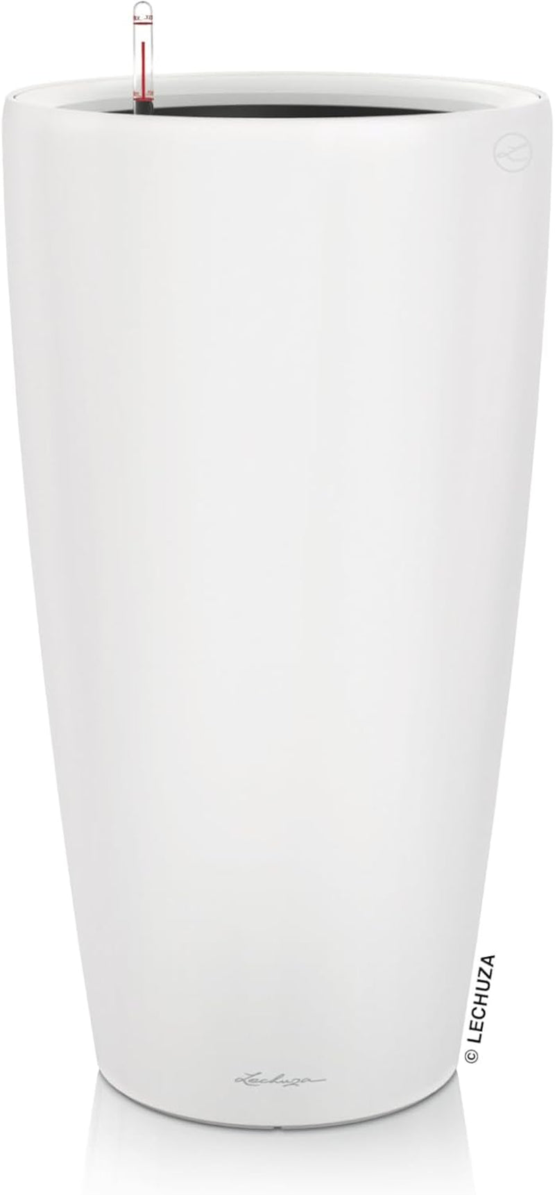Jardinière LECHUZA Rondo Premium 32 Blanc Mat | Colonne végétale avec système d'arrosage, indicateur de niveau d'eau et insert pour plantes | Finition mate | Ø 32,5 x 56,5 cm | 15786