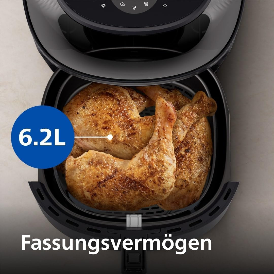 Philips Airfryer 3000 Series 6,2 L, Fenêtre de cuisson, 16 fonctions de cuisson en 1, Technologie Rapidair plus, Élimination des graisses, Application de recettes Homeid Appliances Naty Shop