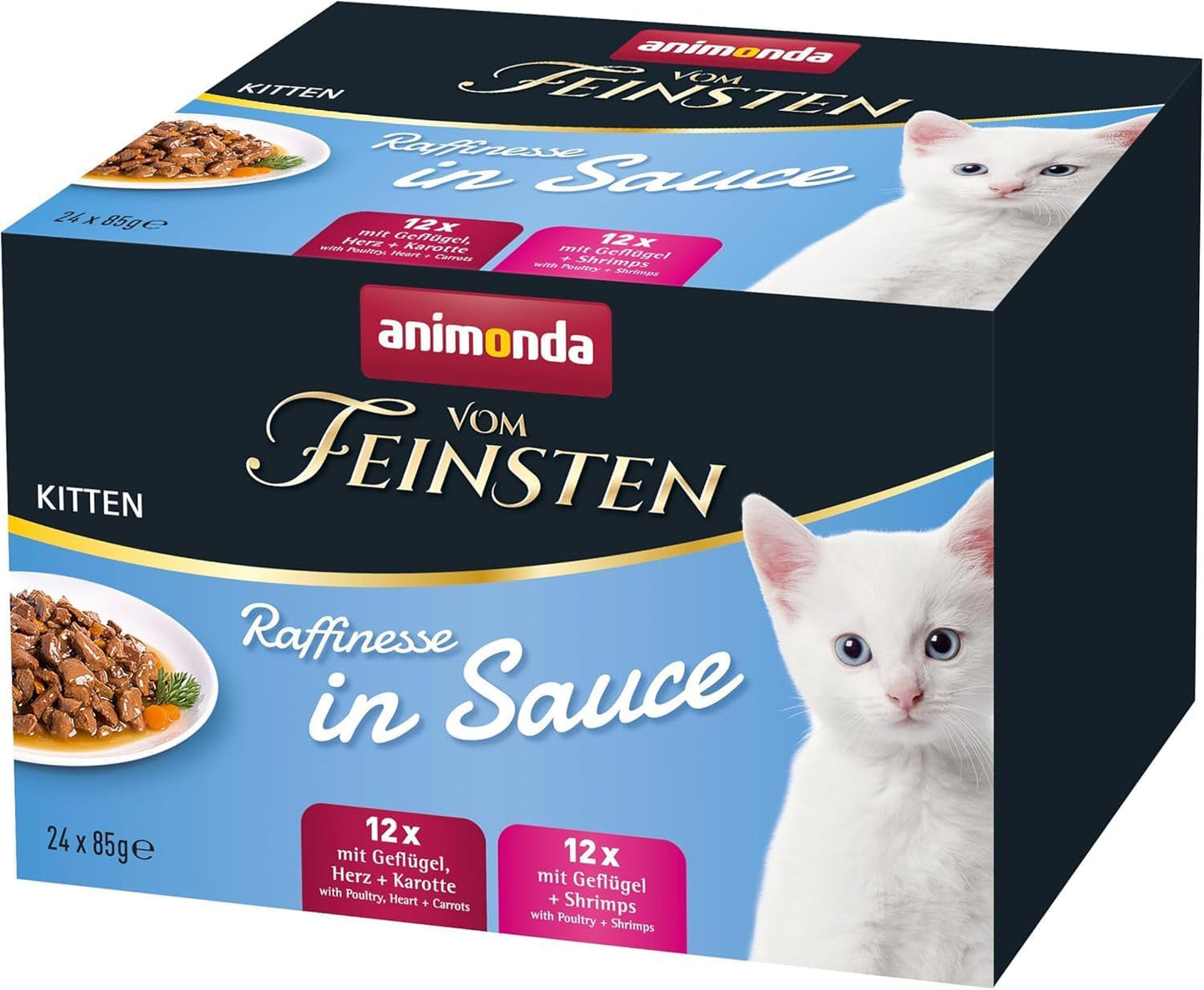 animonda vom Feinsten Premium Kitten Nourriture humide pour chats, Saveurs raffinées en sauce, 24 sachets (24 x 85g), Nourriture humide de haute qualité pour chats, sans sucre, Mélange mixte