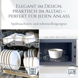 Service de table en porcelaine Crystal 48 pièces, gagnant du test, service de table en porcelaine transparente, bols et assiettes, service de table pour 12 services de table Pure Living en blanc