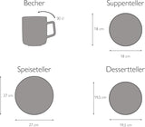 CreaTable, 21016, série moderne Scandic bleu-gris, service de table 16 pièces, service combiné en porcelaine, passe au lave-vaisselle et au micro-ondes, fabrication de qualité