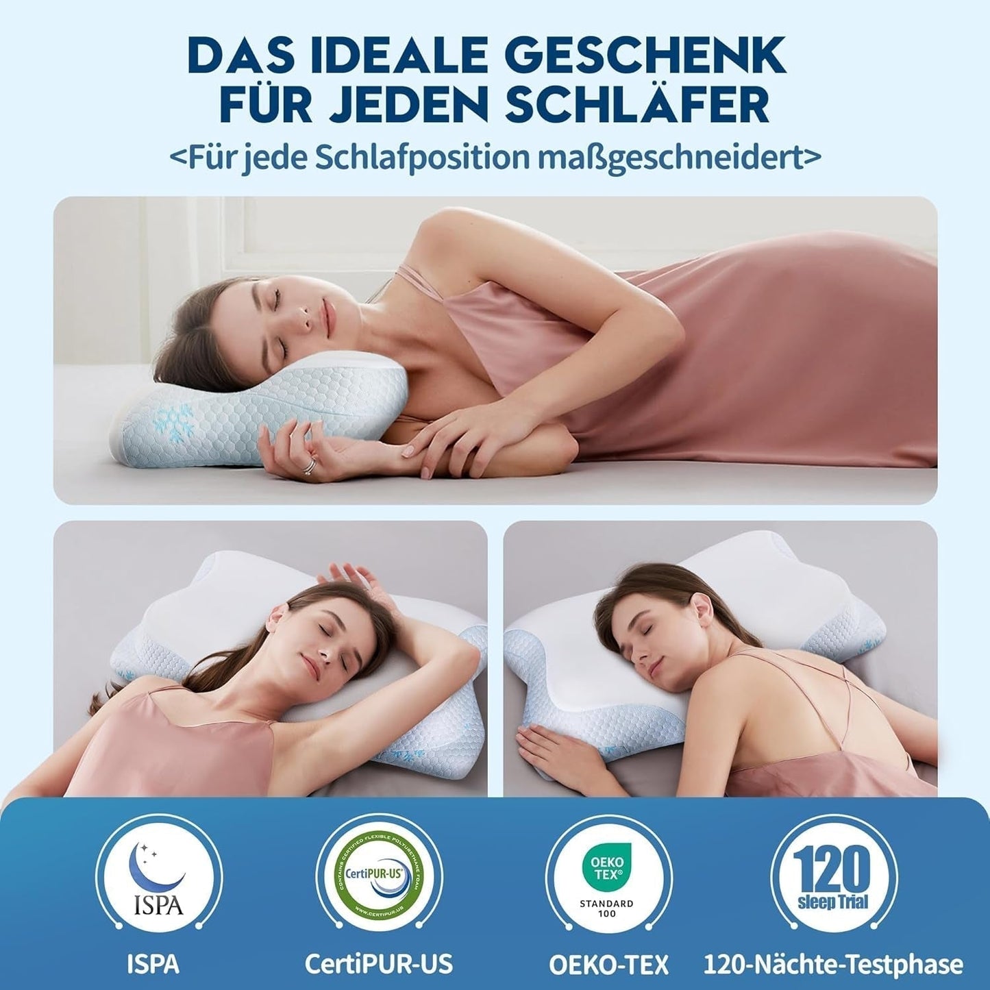 Cloudétoile Oreiller Cervical Oreiller en Mousse à Mémoire - Oreiller Orthopédique Ergonomique 2 en 1 Oreiller en Mousse Visco Oreiller de Soutien du Cou pour Dormeur Latéral Oreiller en Mousse à Mémoire Réglable en Hauteur Blanc 64X38X12cm Oreillers Cervicaux Orthopédiques Naty Shop