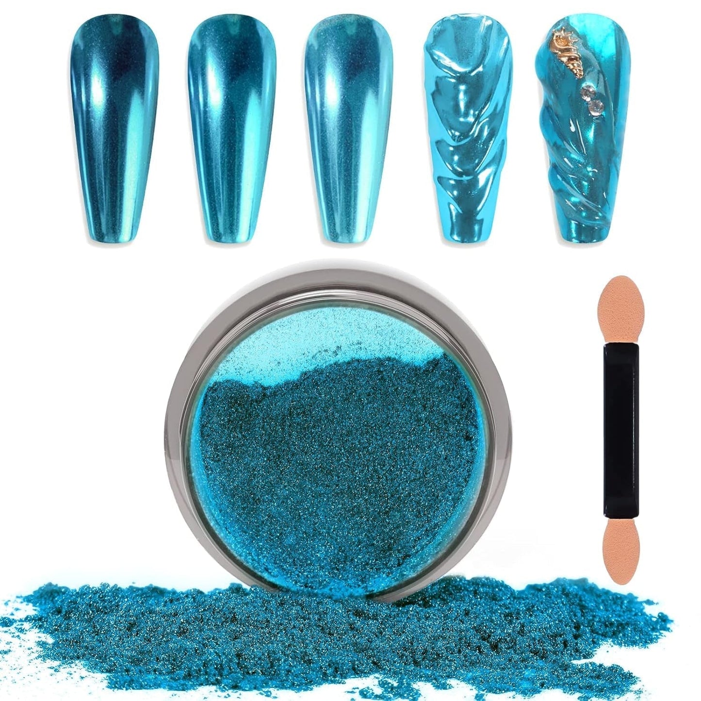 Chrome Nagel Pulver Spiegel Effekt Metallic Staub Holographische Glitter Glasierte Maniküre Dekoration Reflektierendes Pigment For DIY Gel Polish Nail Art, Harz Handwork, Geschenke for Gold