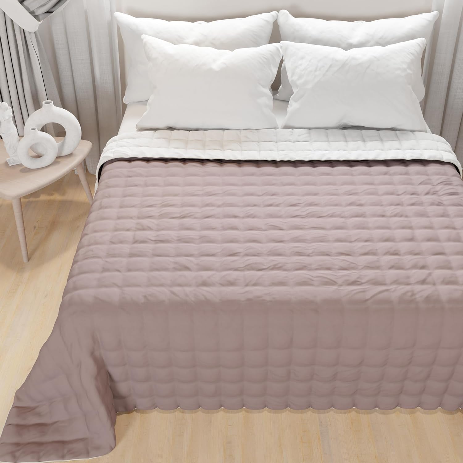 PETTI Artigiani Italiani - Couvre-lit simple, couvre-lit double face, couvre-lit à ressorts, bleu nuit, blanc, 100% Made in Italy