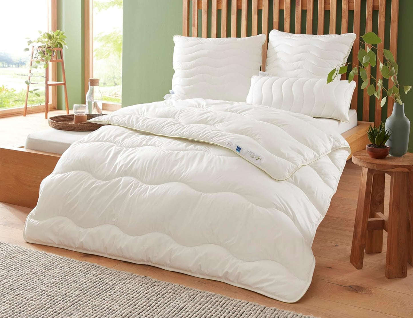 Couette Badenia Trendline Eco Aerelle Blue Duo 135 X 200 Cm, Blanc, certifiée Öko-Tex, Produite selon la norme de qualité allemande Couettes et couettes Naty Shop 135 X 200 Couette mono pour toutes les saisons
