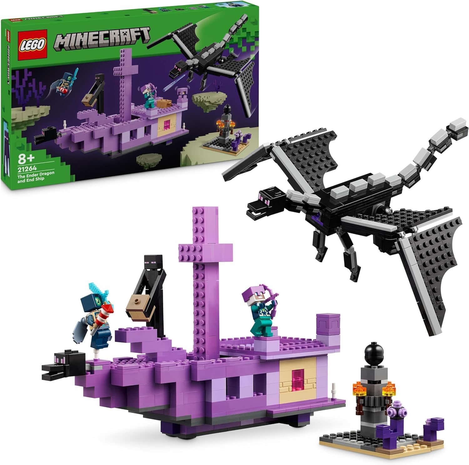 LEGO Minecraft The End Dragon et The End Ship Ensemble de jeu d'action et de découverte Jeu vidéo Ensemble d'aventure Cadeau pour garçons et filles de 8 ans 21264 Ensembles de construction Besuche den LEGO-Store Default Title