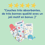 - Taille de couche 4+ 9-20 kg – Ökologische Babywaidern – natürliche Babypflege, hypoallergen, ohne Parfüm und auslaufsicher – hermestellung in Frankreich – 126 couches jetables – 1 mois
