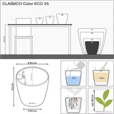 LECHUZA Pot de Fleur Classico Color ECO 35 Gris Clair avec Système d'Arrosage et Indicateur de Niveau d'Eau | Fabriqué en plastique 100 % recyclé | Finition mate | Ø 34,5 x 32,5 cm | 18930