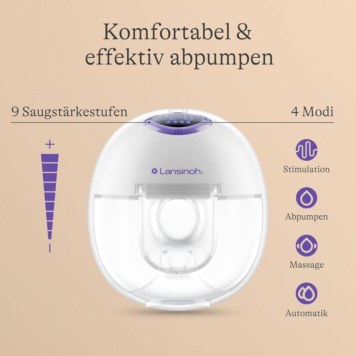 Lansinoh Tragbare Elektrische Doppelmilchpumpe – Freihändig Und Leise Abpumpen Ohne Kabel & Schläuche – Wiederaufladbarer Akku – Einfache Bedienung & Reinigung - Accessoires mains libres Alimentation et allaitement Bebe Naty Shop
