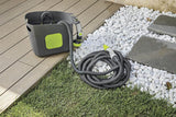 GF SRL, Aquapop Grey Pro 15, tuyau tressé auto-extensible fabriqué en Italie, avec récipient en plastique rigide, mini pulvérisateur de jardin ergonomique, raccords d'irrigation de jardin, gris foncé