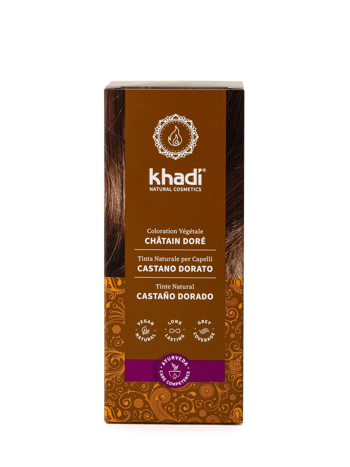 khadi GOLDBRAUN coloration capillaire à base de plantes, coloration de cheveux allant de l'ambre vif au brun doré doux et brillant, coloration naturelle 100% végétale, naturelle et végétalienne, cosmétiques naturels certifiés, 100g de teinture capillaire Naty Shop