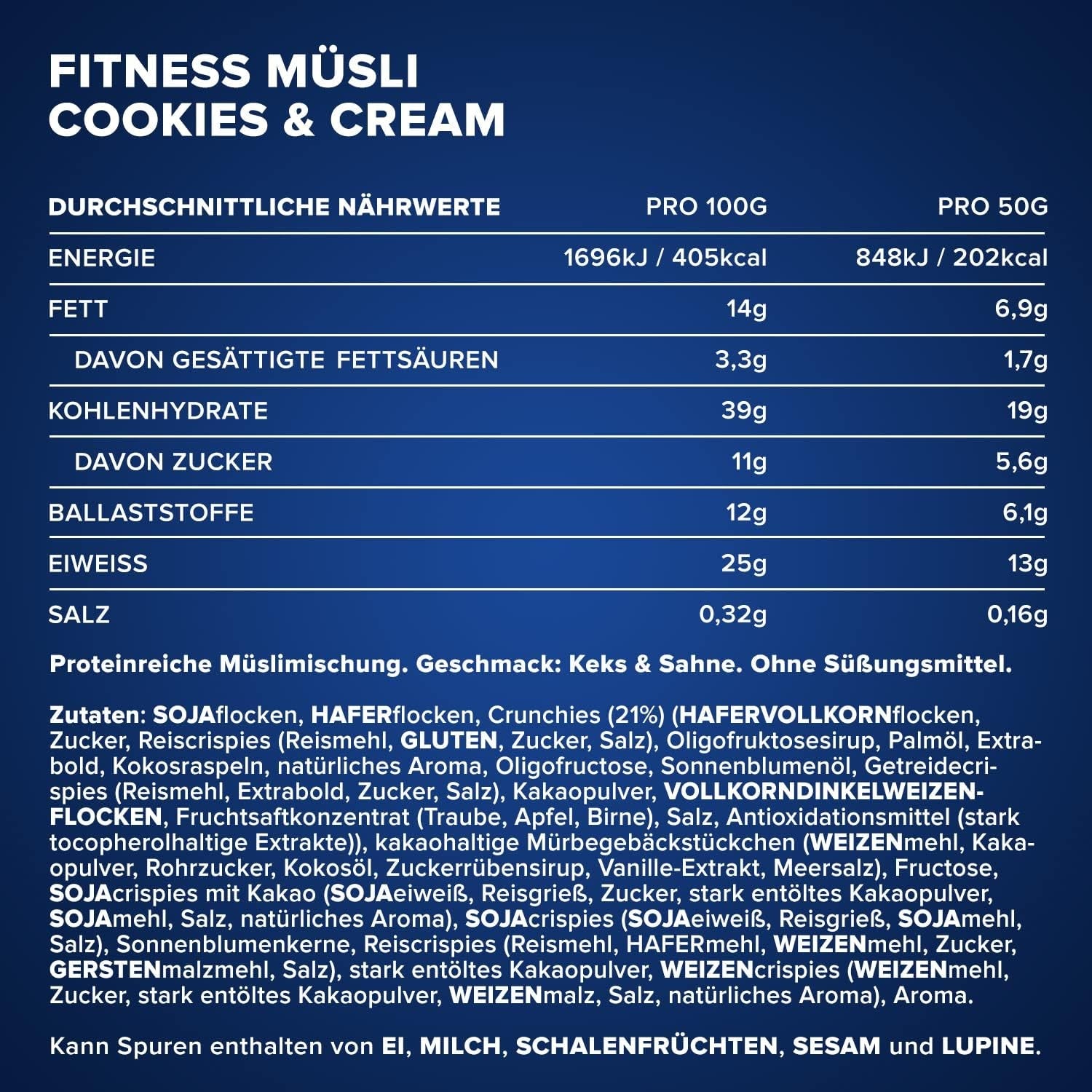 IronMaxx Fitness Muesli - Biscuits et crème, sac de 2 kg | Muesli végétalien riche en protéines et croustillant | Faible en sucre et riche en fibres