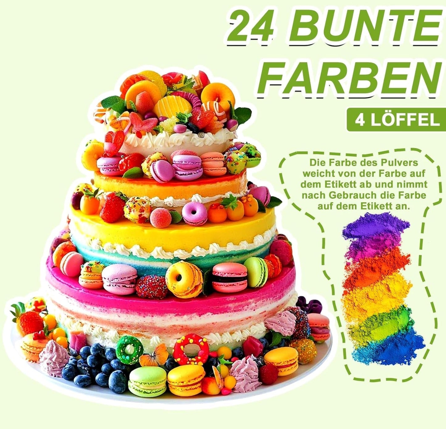 Colorant alimentaire en poudre – 24 colorants alimentaires hautement concentrés, colorants alimentaires vibrants pour gâteaux, macarons, fondants, pâtisseries, glaçages, crème au beurre, biscuits – 2 g (chacun)