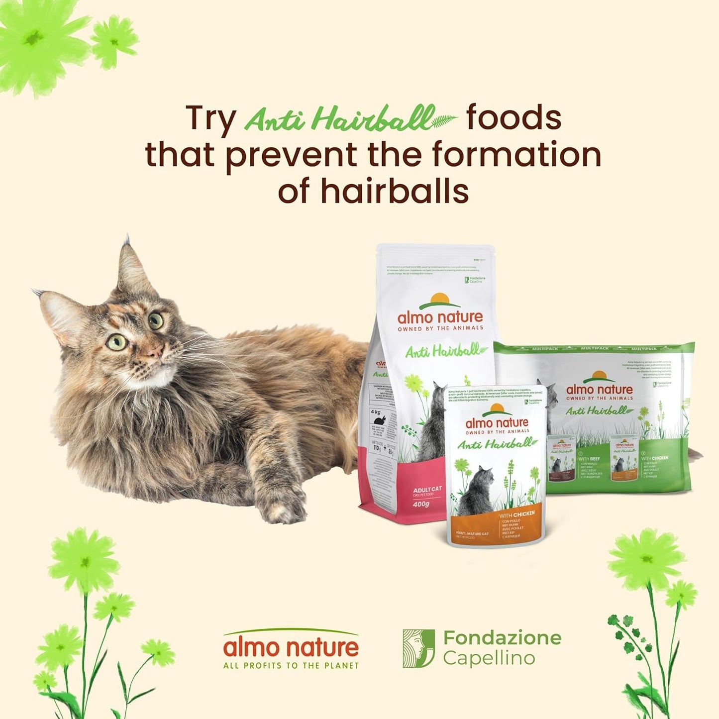 Almo Nature Functional - Anti-boules de poils - Nourriture humide pour chat adulte et mature - chez les chiots - Combat la formation de boules de poils - 70 g (paquet de 30)