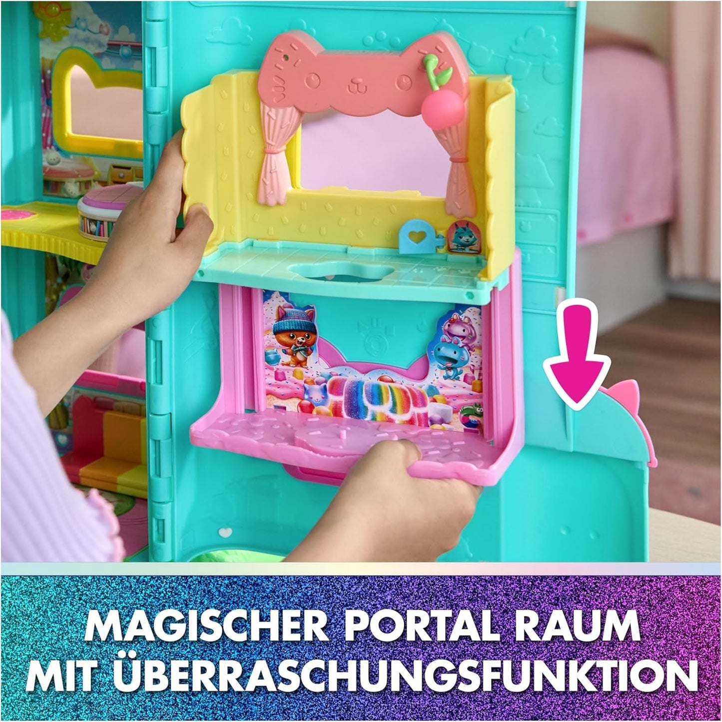 DREAMWORKS GABBY'S DOLLS HOUSE : LE FILM - Cuisine saupoudrée de sucre de Portal Room Kuchi avec figurine et accessoires, à partir de 3 ans