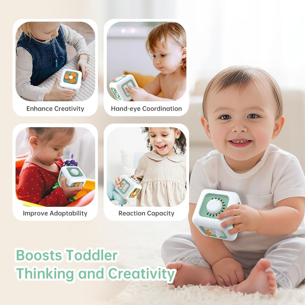 Jouet sensoriel pour les tout-petits de 1 à 3 ans | Jouet Montessori pour les enfants à partir de 1 an | Jouet de voyage pour bébés de 12 à 18 mois | Cube d'activités, cadeau anniversaire ou Noël pour les 1 an